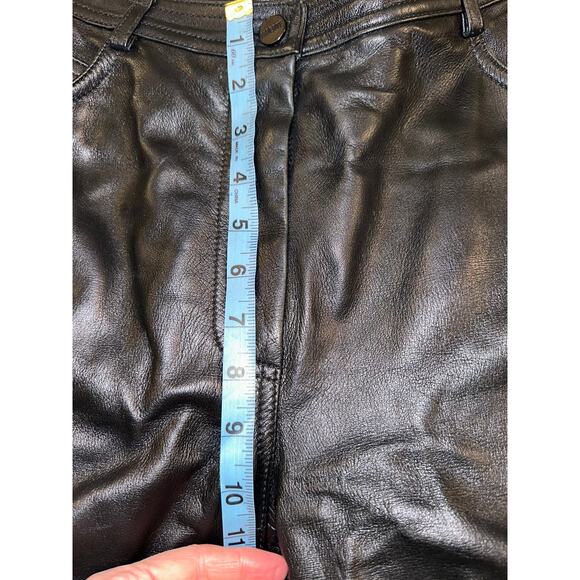 VINTAGE 90's EMANUEL UNGARO LIBERTE BLACK LEATHER PANTS 6 - Picture 8 of 8